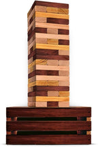 Swooc Games - Juego de torre gigante recuperada (resistente a la intemperie) 60 bloques + caja de almacenamiento/mesa de juego para exteriores | Se apila hasta 5 pies | Juegos gigantes al aire libre