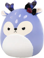 Squishmallows Original Binoche the Purple Fawn de 14 pulgadas con cuernos y lazo a cuadros - Peluche oficial de Jazwares (grande)