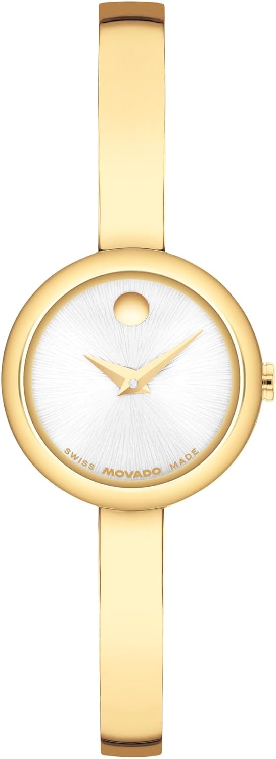 Movado Reloj de pulsera estilo museo para mujer, cuarzo suizo, caja de 0.827 in, pulsera clásica de acero inoxidable, regalo para ella