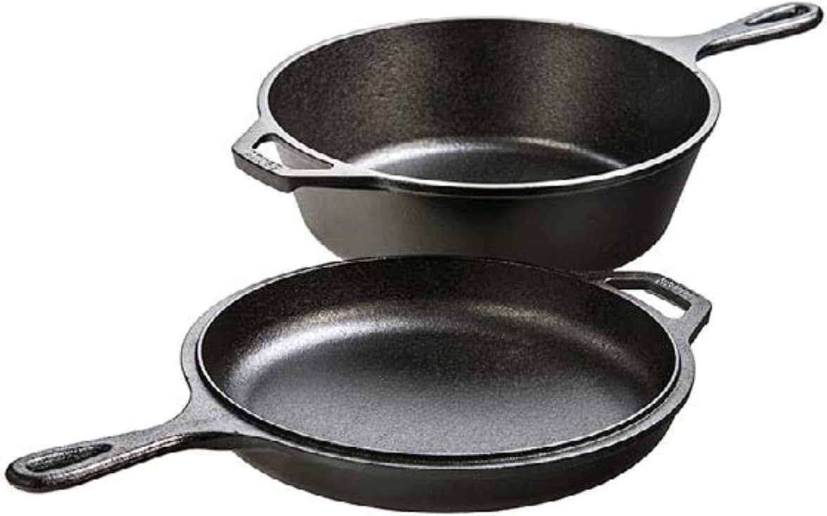 Combo de cocina olla/sartén Lodge LCC3 de hierro fundido precalentado, 3.2 cuartos de galón, Cocina combo, Negro