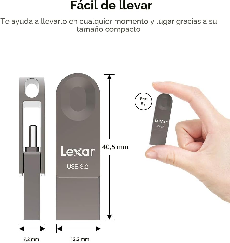 Lexar Unidad flash USB tipo C E32C de 64 GB, USB-A y USB-C 3.2 Gen...