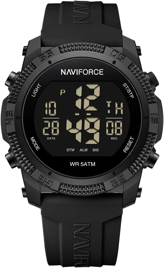 NAVIFORCE Relojes deportivos digitales impermeables para hombre con cronómetro, alarma, correa de goma, reloj de pulsera para mujer
