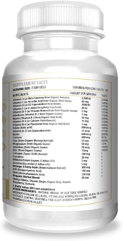 ACTIF Multivitamínico orgánico para mujeres mayores de 80 años con...