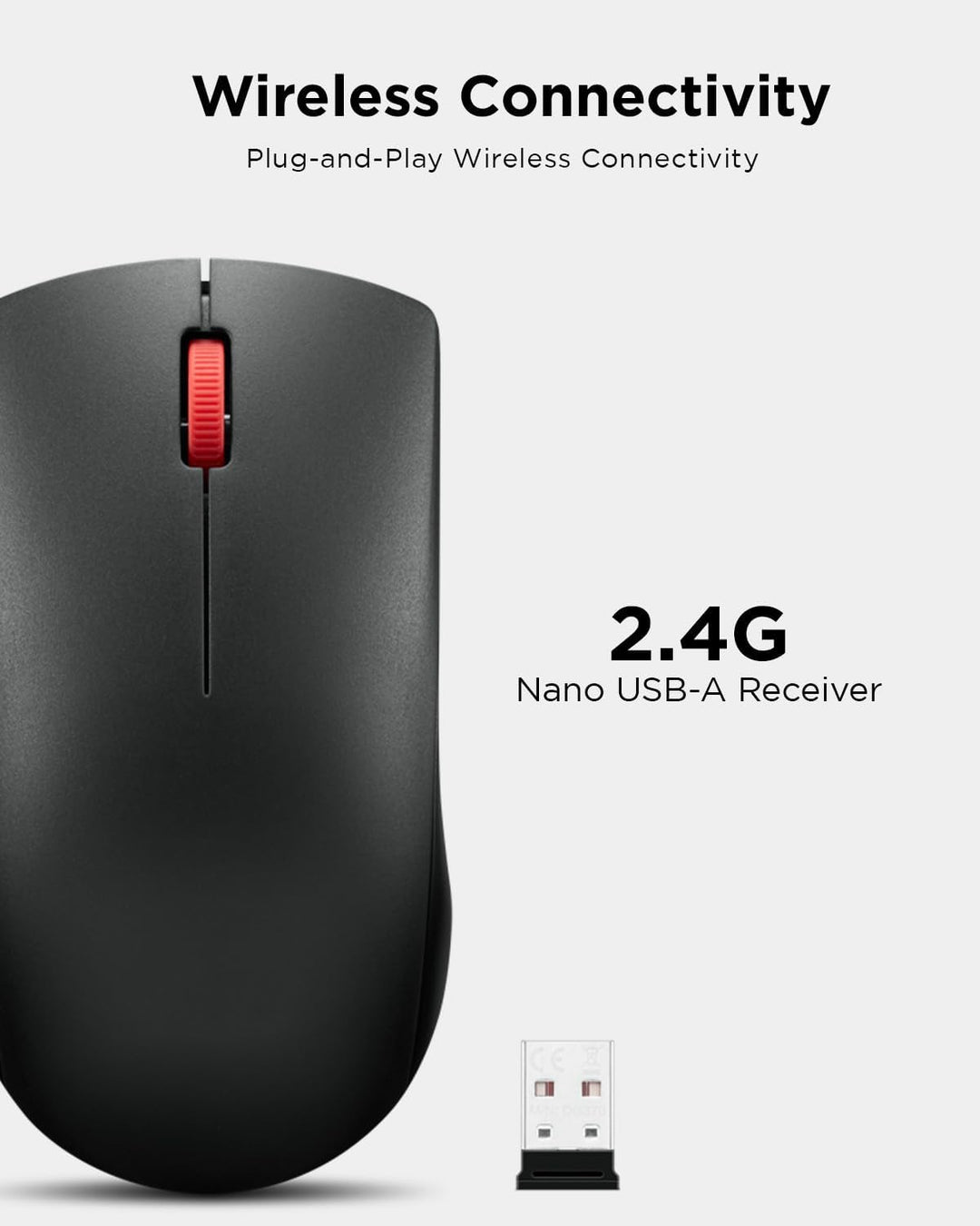Lenovo Mouse inalámbrico (WL150) - Mouse ergonómico ambidiestro Nan...
