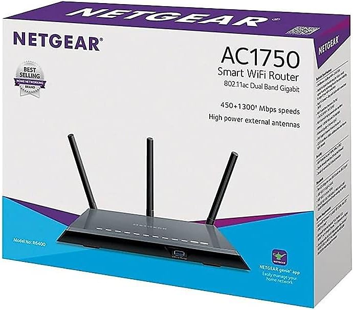 Netgear R6400 AC1750 Router Wi-Fi inteligente (R6400-100NAS) Negro...