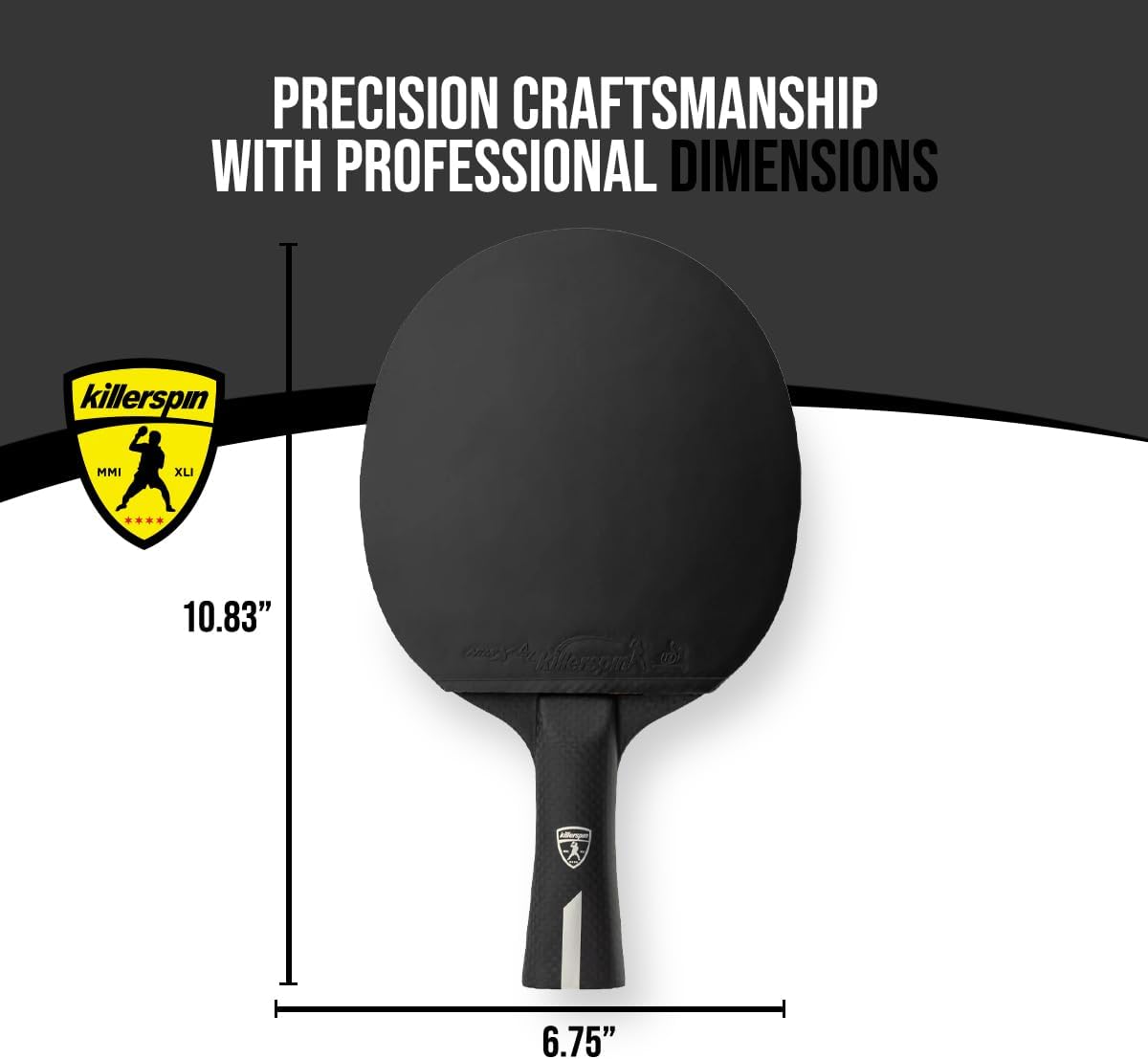 Killerspin Stilo7 SVR - Raqueta de ping pong, raqueta de tenis de mesa de nivel de rendimiento con tecnología de carbono, funda de libro de memoria, color negro