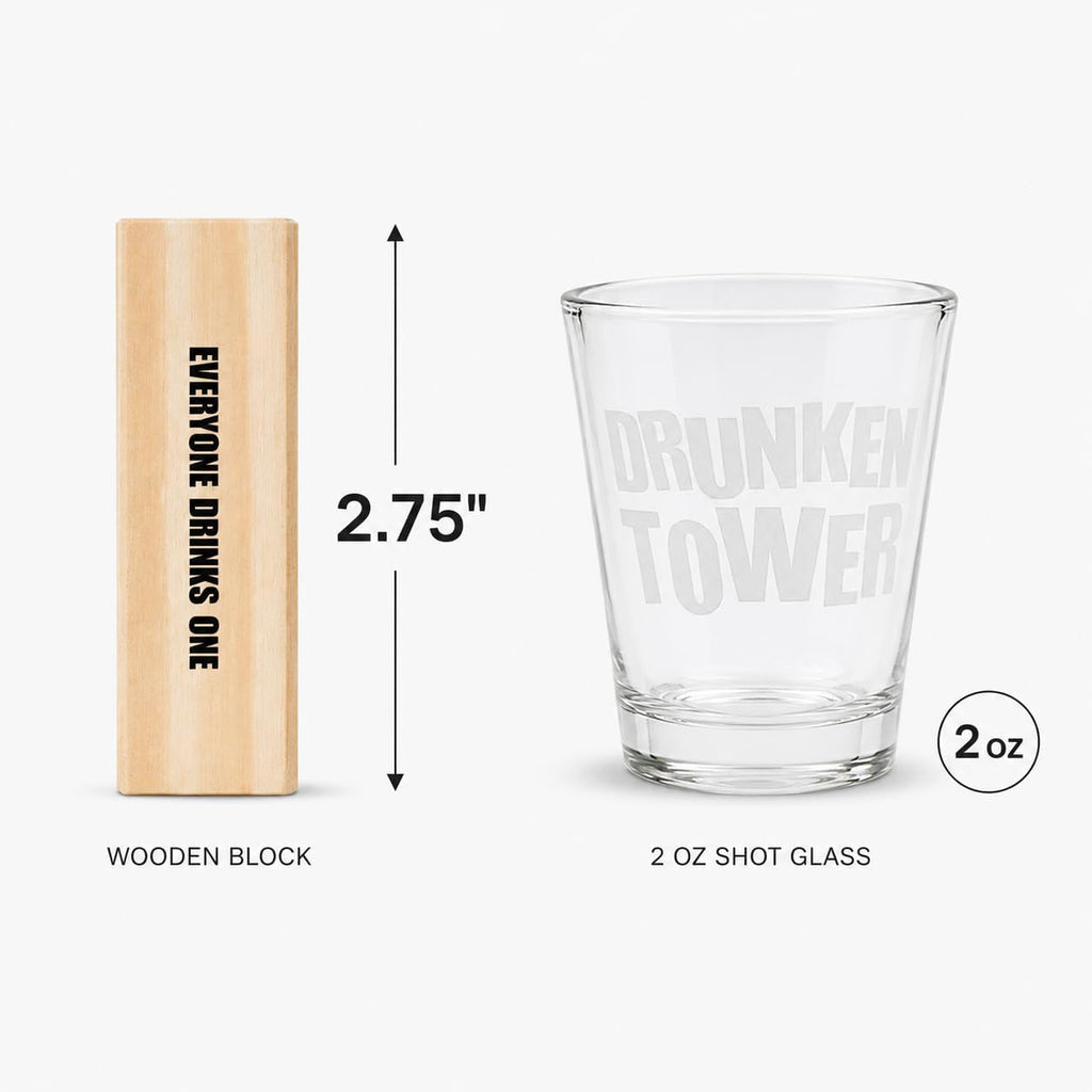 ArtCreativity Juegos de beber en torre para adultos, con 4 vasos y 60 bloques de madera con desafíos, divertidos juegos de fiesta para adultos para la noche de juegos, gran idea de regalo para todos