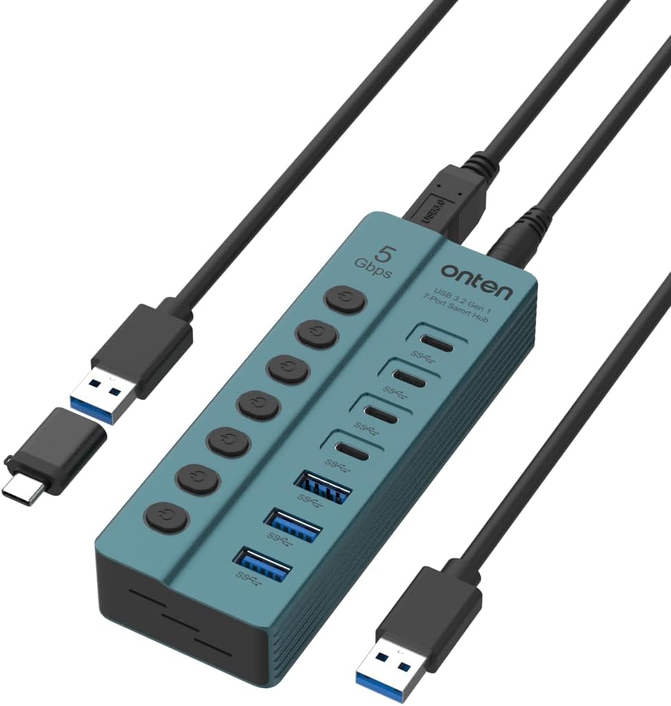 ONTEN, hub USB 3.0 de 7 puertos