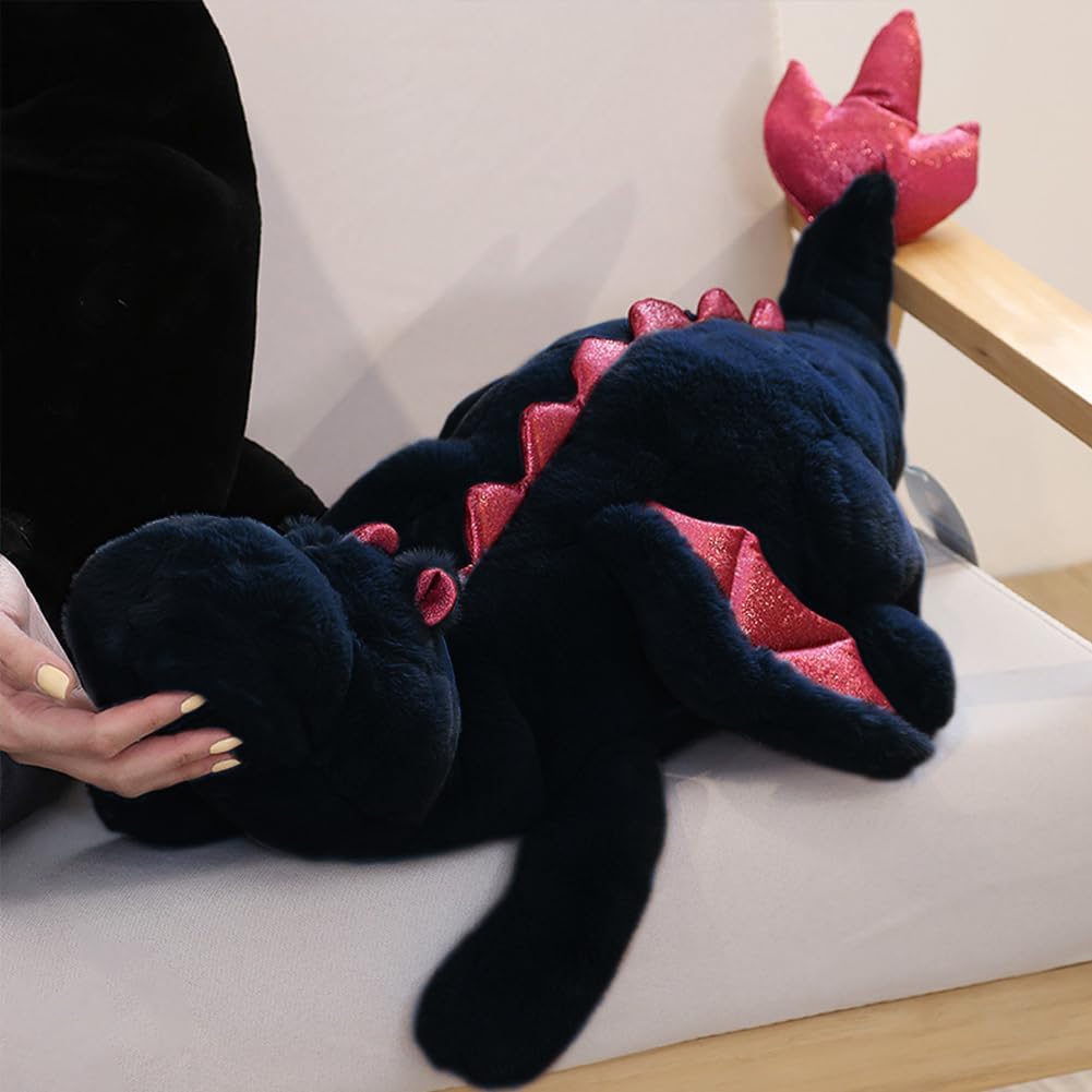 Animales de Peluche Ponderados Negros 4.5Kg 90cm, Animal de Dragón Ponderado para Niños y Adultos, Animales de Peluche Pesados para Confort y Relajación