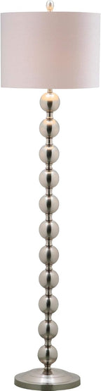 Lámpara SAFAVIEH - Colección de iluminación Reflections - Lámpara de pie moderna de granja rústica apilable de bola de níquel de 59 pulgadas, para sala de estar, dormitorio, hogar, oficina, lámpara de pie LED