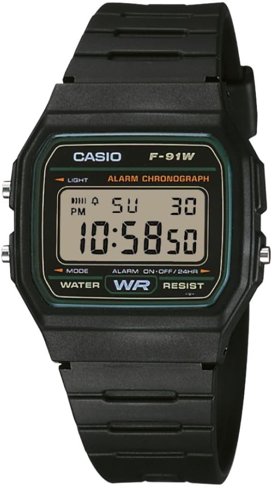 Casio F-91W-3DG - Reloj Negro, Negro/Blanco, Correa