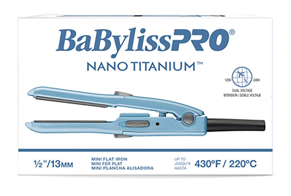 BaBylissPRO Nano Titanium Mini Flat Iron Hair Straightener, 0.5"...