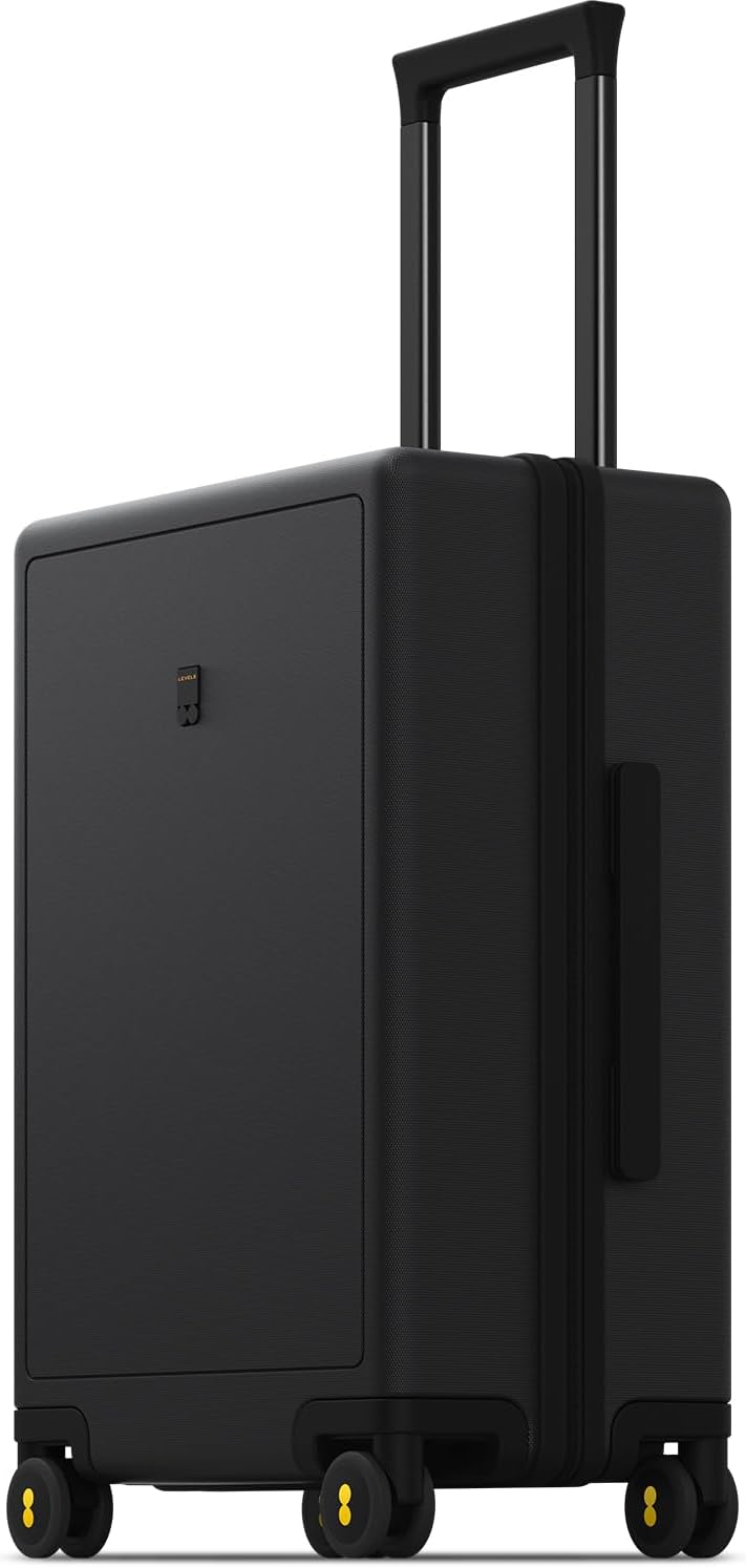 LEVEL8 Equipaje de mano rígido aprobado por aerolíneas, maletas de mano con ruedas, equipaje de viaje ligero con textura luminosa, aprobado por TSA, equipaje de mano pequeño de 20 pulgadas, negro