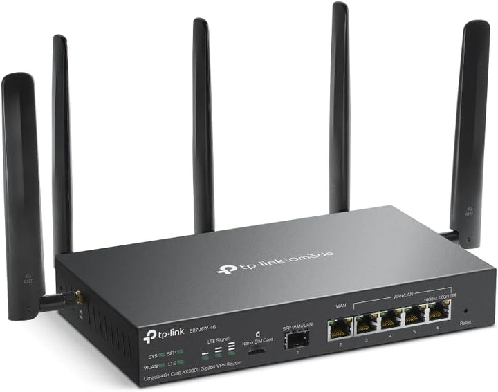 TP-Link ER706W-4G Omada 4G+ Cat6 AX3000 Gigabit VPN Gateway Router...