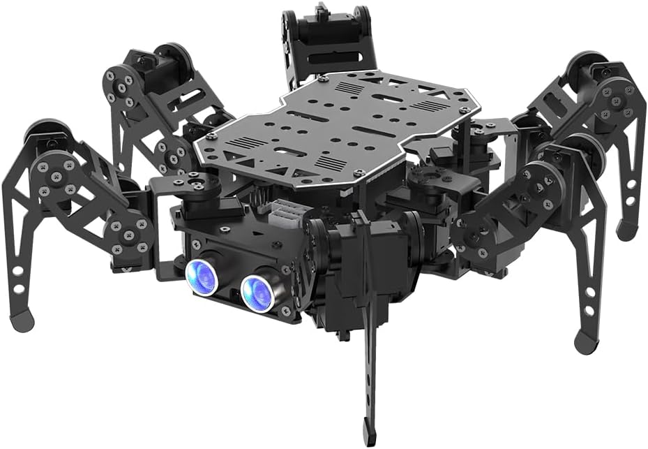 Robot hexápodo 18DOF para programación Arduino, Spider Walking Crawling Self-Balancing AI Visión Control de Voz, Evitación de Obstáculos, Educación STEM Robot de código abierto con tutoriales, kit estándar miniHexa