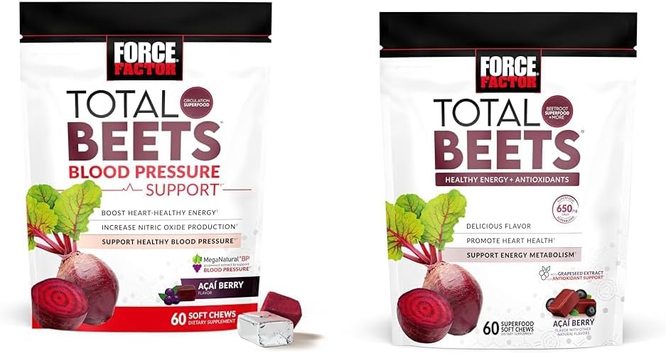 Force Factor Total Beets Suplementos de apoyo para la presión arter...