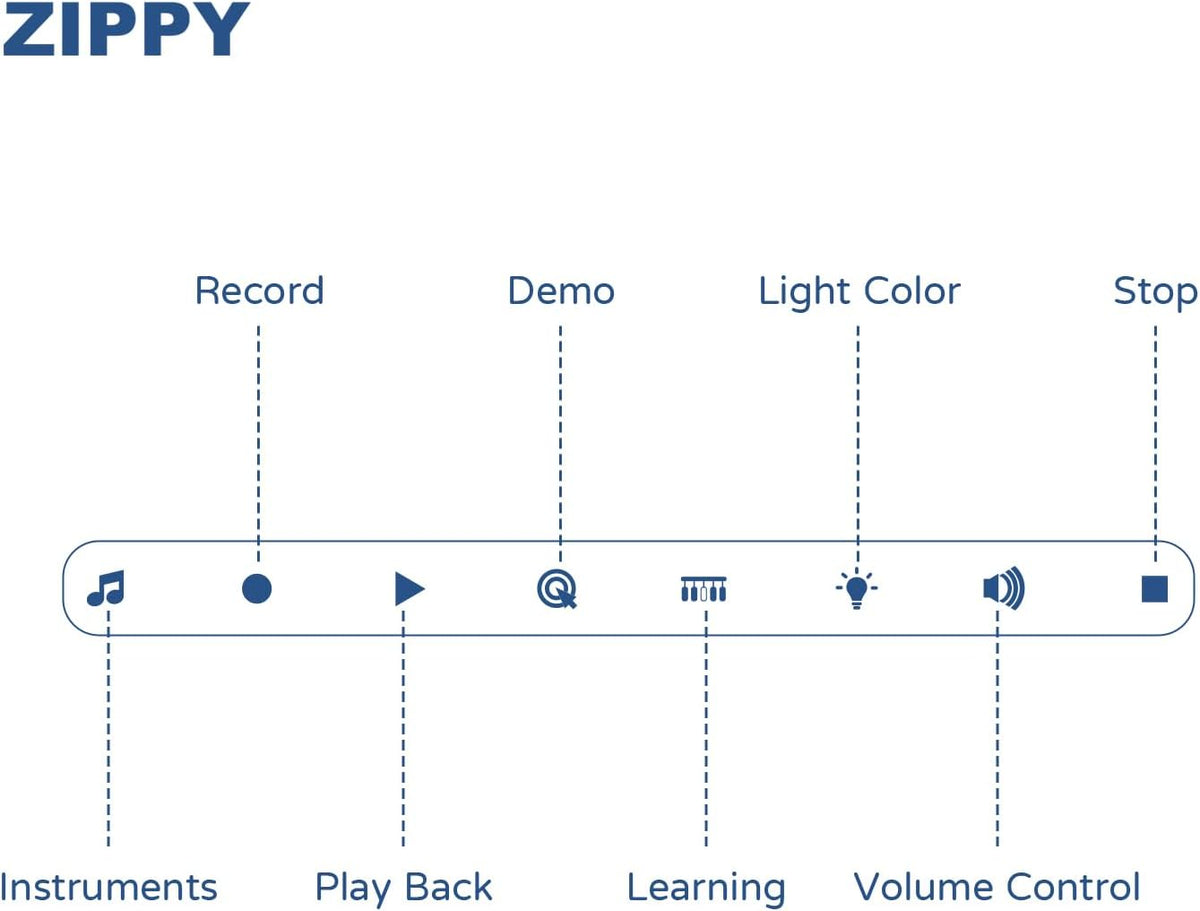 ZIPPY Piano infantil iluminado de 37 teclas con panel de control táctil