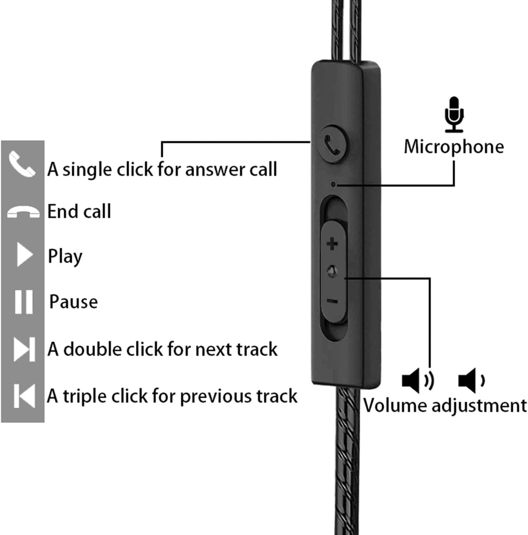 Paquete de 3 auriculares con cable, auriculares intrauditivos con c...