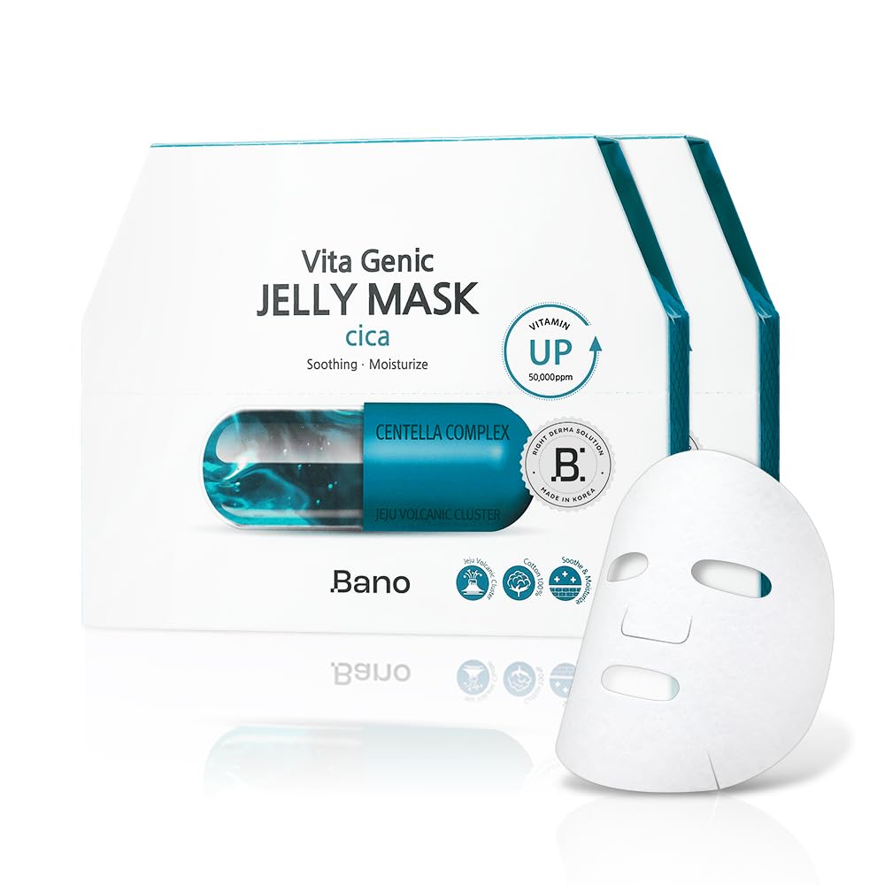 Bano Vita Genic Jelly Face CICA Mask 10EA - Mascarilla calmante e h...