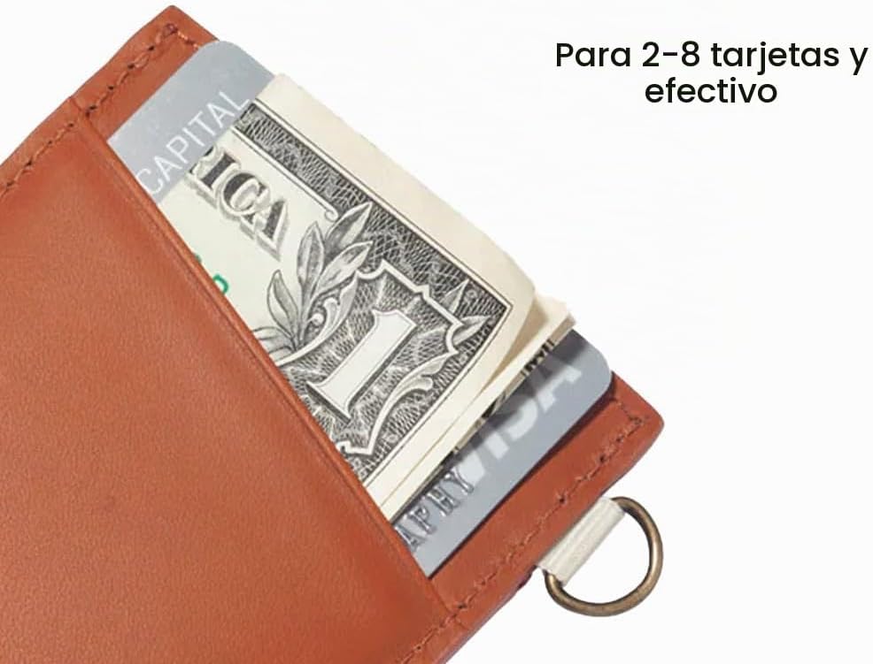Thread Wallets Cartera de cuero minimalista ultra delgada con tarjetero (línea fina)