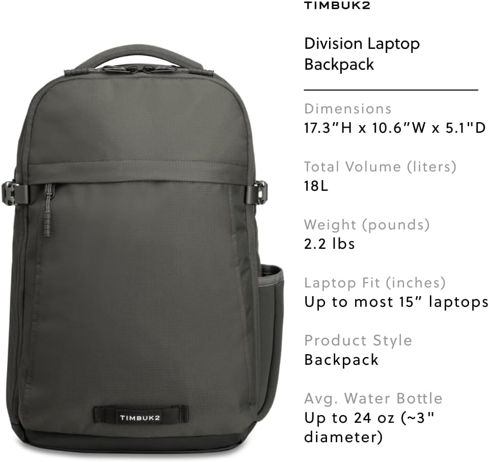 Timbuk2 Division Deluxe Mochila para laptop, Tamaño único, Computad...