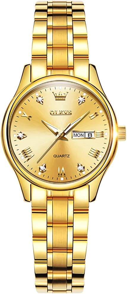 Reloj para mujer OLEVS, reloj analógico clásico de vestir en acero inoxidable con fecha