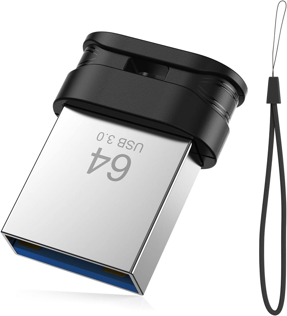 Unidad flash USB 3.0 de 64 GB, mini memoria impermeable con orifici...
