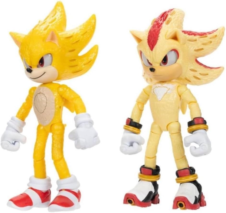 JAKKS Pacific Sonic The Hedgehog Light Up Super Sonic & Super Shadow - Juego de figuras de acción