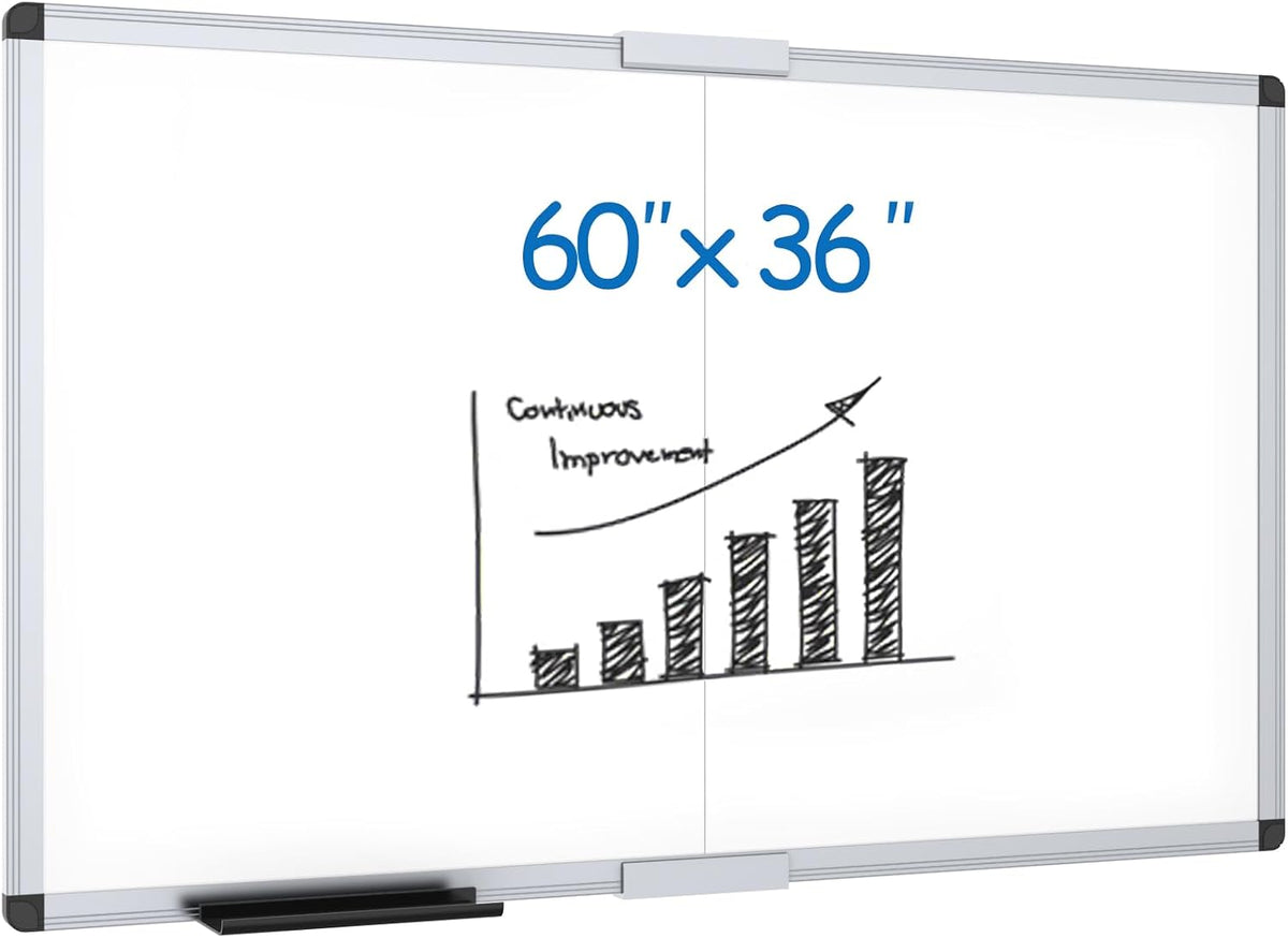 VIZ-PRO Pizarra Magnética de Borrado en Seco, 60 X 36 Pulgadas, Pizarra Blanca Plegable para Montar en la Pared con Marco de Aluminio Plateado y Bandeja de Marcadores para Escuela, Oficina y Hogar 5