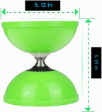 MAGICYOYO Pro Triple Rodamiento Verde Diabolo Tamaño Mediano 5"" Juguete de Yoyo Chino con 2 Pares de Palos de Carbono + 2 Cuerdas Extra + 1 Bolsa de Malla, Juguete de Habilidad de Yoyo Chino de Alto