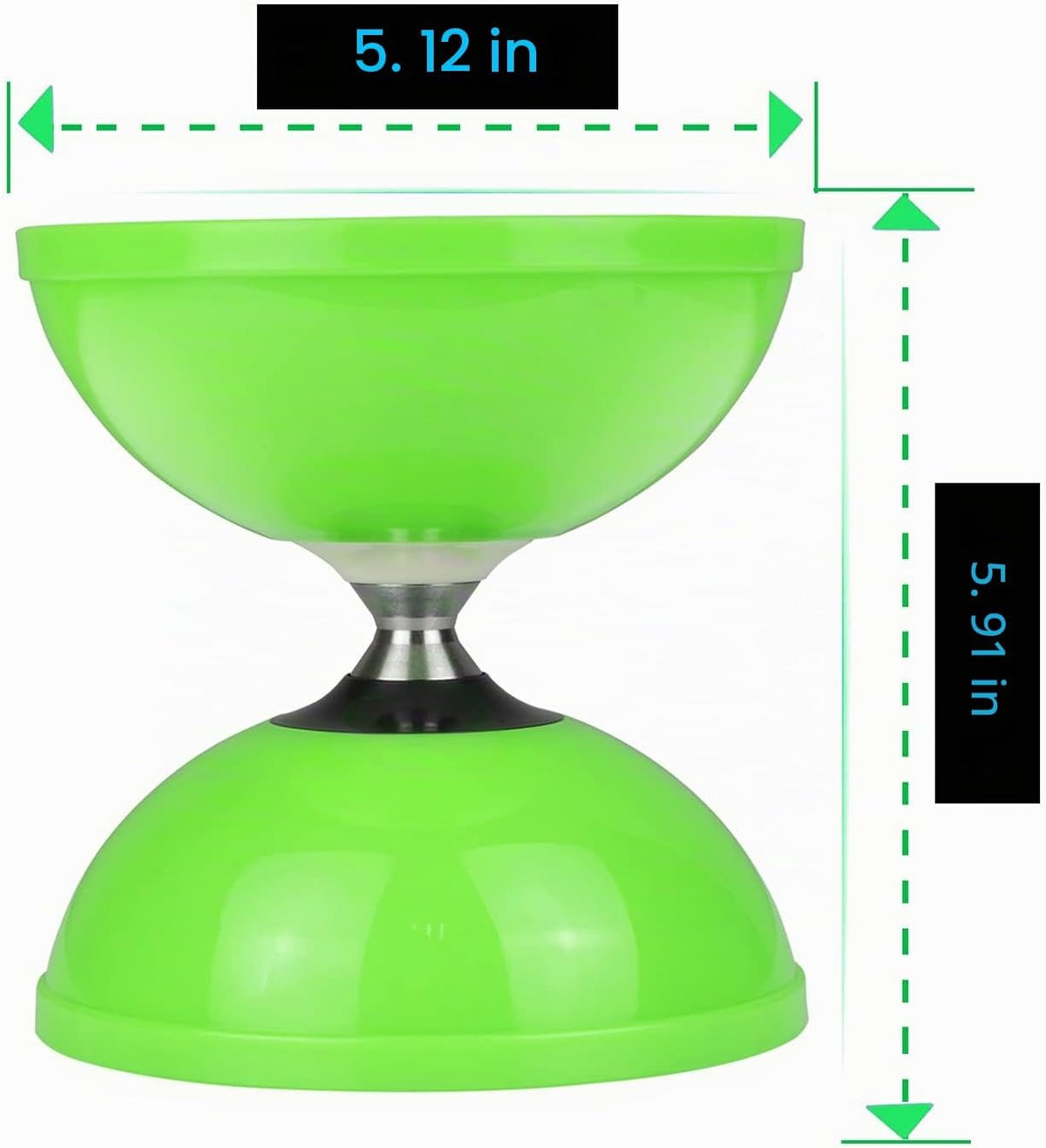 MAGICYOYO Pro Triple Rodamiento Verde Diabolo Tamaño Mediano 5"" Juguete de Yoyo Chino con 2 Pares de Palos de Carbono + 2 Cuerdas Extra + 1 Bolsa de Malla, Juguete de Habilidad de Yoyo Chino de Alto