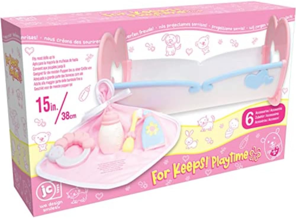 JC Toys Cuna mecedora para muñecas de bebé para mantener el tiempo