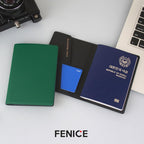Fenice Funda clásica para pasaporte, funda tipo cartera para viajes, esencial, bloqueo RFID, piel vegana, impermeable, Naranja