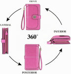 SENDEFN Billeteras de cuero para mujer, tarjetero de crédito con bloqueo RFID, pulsera de gran capacidad