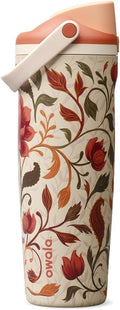 Owala FreeSip Sway - Botella de agua de acero inoxidable de 30 onzas Woodland Boho