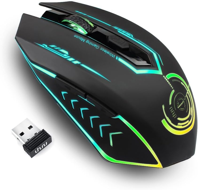 Wireless USB Gaming Mouse, recargables uhuru 5 botones 7 Changeable LED Color ergonómico programable MMO RPG para PC computadora Portátil gaming jugadores