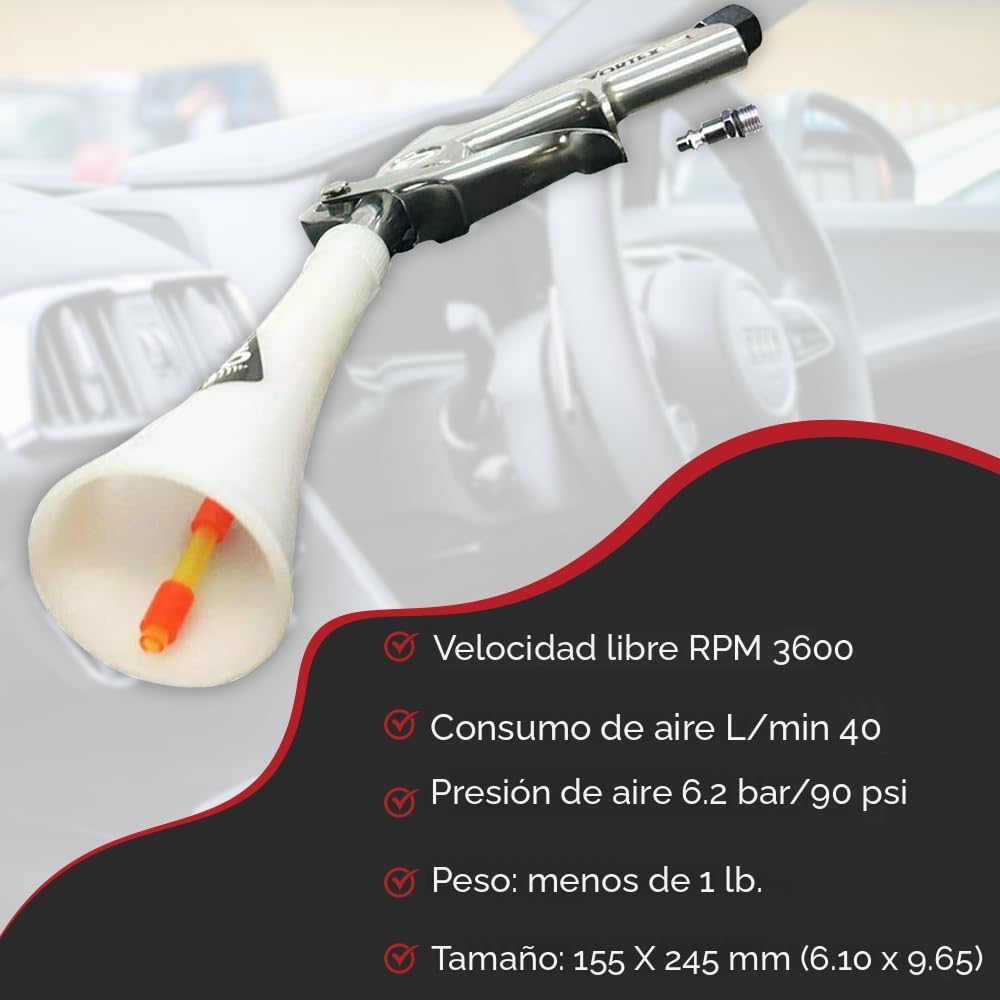 HI-TECH - Pistola de limpieza de aire Vortex II – Herramienta profesional de detalle automático para limpieza profunda de interiores y exteriores – Utiliza compresor de aire – Elimina polvo, suciedad