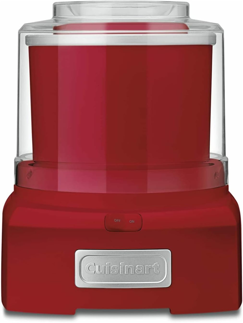Cuisinart Máquina para hacer helados, máquina de doble aislamiento de 1.5 cuartos de galón, máquina para sorbete y yogur congelado, lista en 20 minutos, ICE-21RP1, rojo