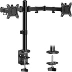 ErGear - Soporte para dos monitores, resistente y ajustable, montaje de escritorio para monitores de hasta 32 pulgadas, altura totalmente ajustable, inclinación, giro, rotación, soporta 8 kg por brazo