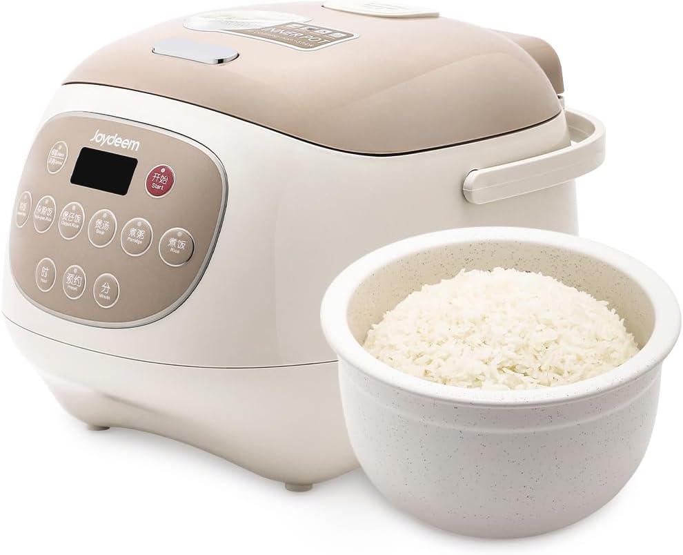 Joydeem Rice Cooker de Cerámica, 6 tazas de arroz crudo Cocinadores con Olla Interior de Cerámica Pura, Saludable y Libre de PFOA, 3L/3.2 qt, DFB-C300