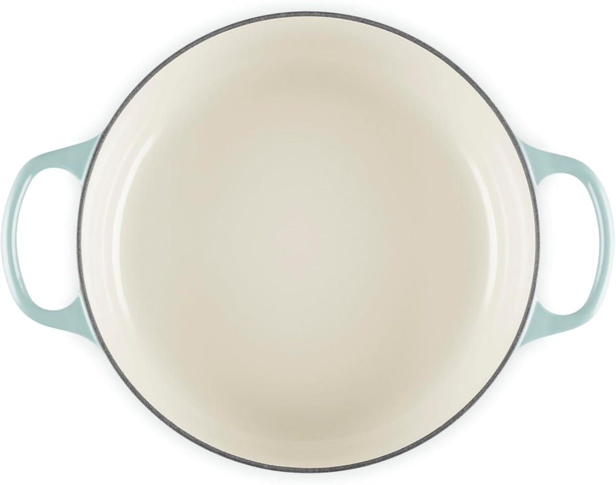 Le Creuset Horno holandés redondo ancho de hierro fundido esmaltado, 3.5 cuartos de galón., sal marina