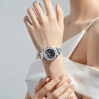 OLEVS Reloj para Mujer Plateado de Acero Inoxidable Elegante Analógico Lúmenes Visibles