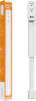 Extensor de tomacorriente: cuenta con USB-A, USB-C y 2 salidas de CA, se extiende de 17.5 a 29.1 pulgadas, gira 360° de acceso de difícil acceso, enchufes de pared, mesas de noche, sofás, escritorios