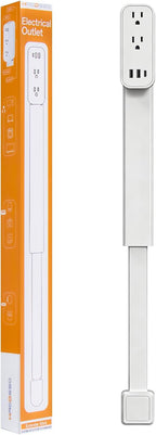 Extensor de tomacorriente: cuenta con USB-A, USB-C y 2 salidas de CA, se extiende de 17.5 a 29.1 pulgadas, gira 360° de acceso de difícil acceso, enchufes de pared, mesas de noche, sofás, escritorios