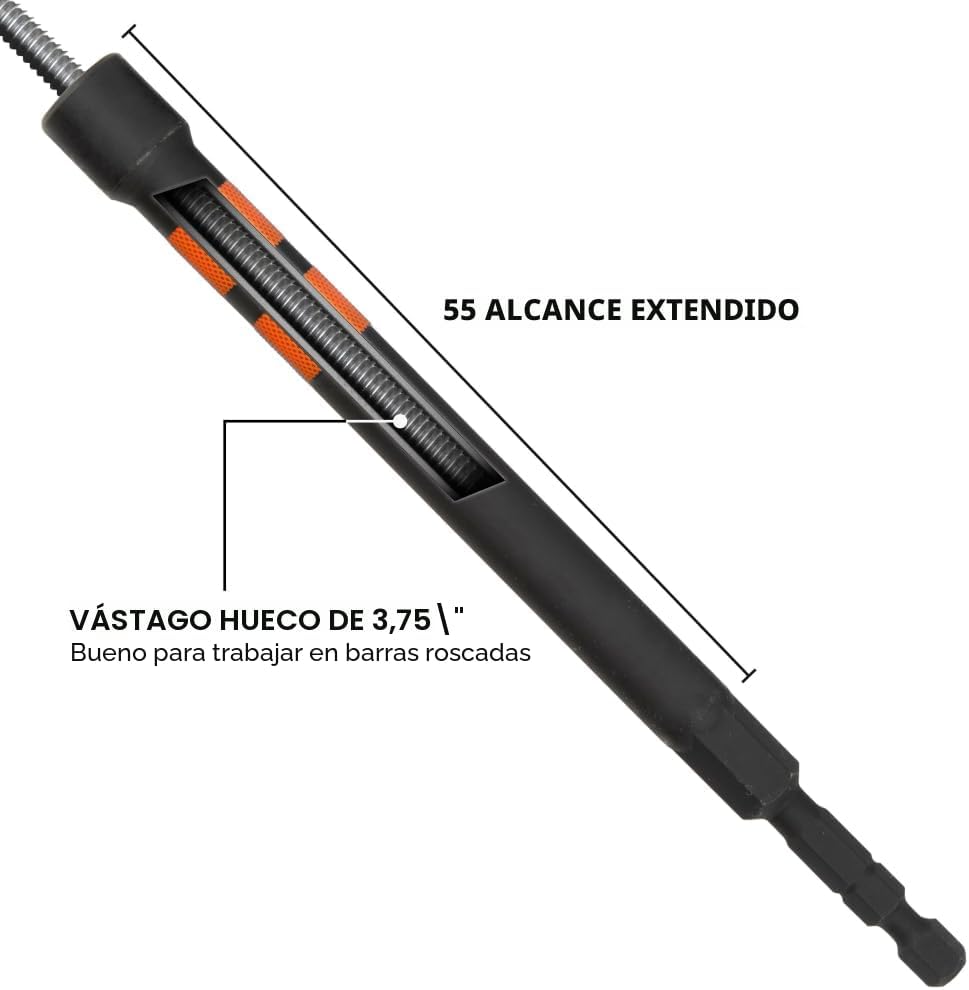 Klein Tools 32940 SAE Juego de Llaves de Tuercas de Impacto Huecas Magnéticas, 6 Piezas Codificadas por Color Llave de Tuercas Hueca de Potencia con Alcance Extendido, 6 Tamaños SAE