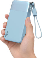 NOBIS Cargador portátil de 20000 mAh, 65 W, batería con cable USBC adjunto, Azul