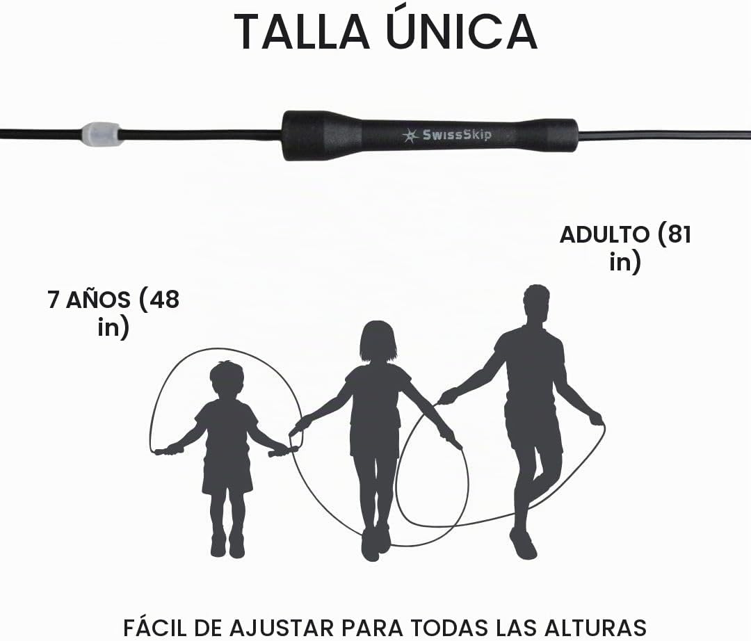 Cuerda de Saltar Rápida Swissskip de Dayan Kolev, Cuerda de Saltar de PVC de 5mm, Excelente para Principiantes y Atletas Avanzados, Diseñada para Fitness, Cardio, Boxeo y CrossFit, Longitud Ajustable