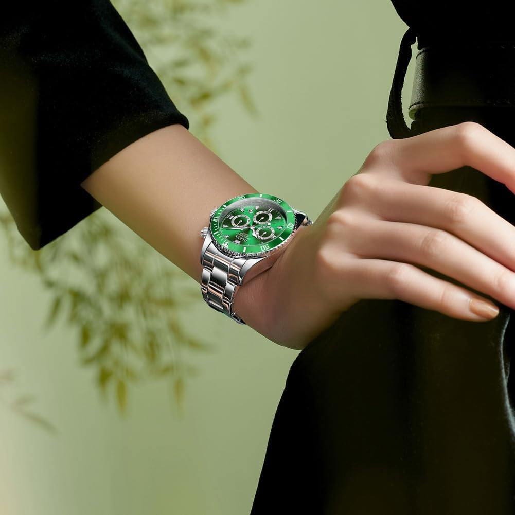 OLEVS Mujer Relojes Analógicos de Diamante de Cuarzo con Correa de Acero Inoxidable y Cronógrafo