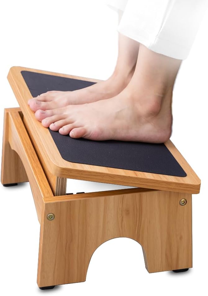 Lámpara StrongTek Taburete ergonómico de madera debajo del escritorio, 3 ángulos