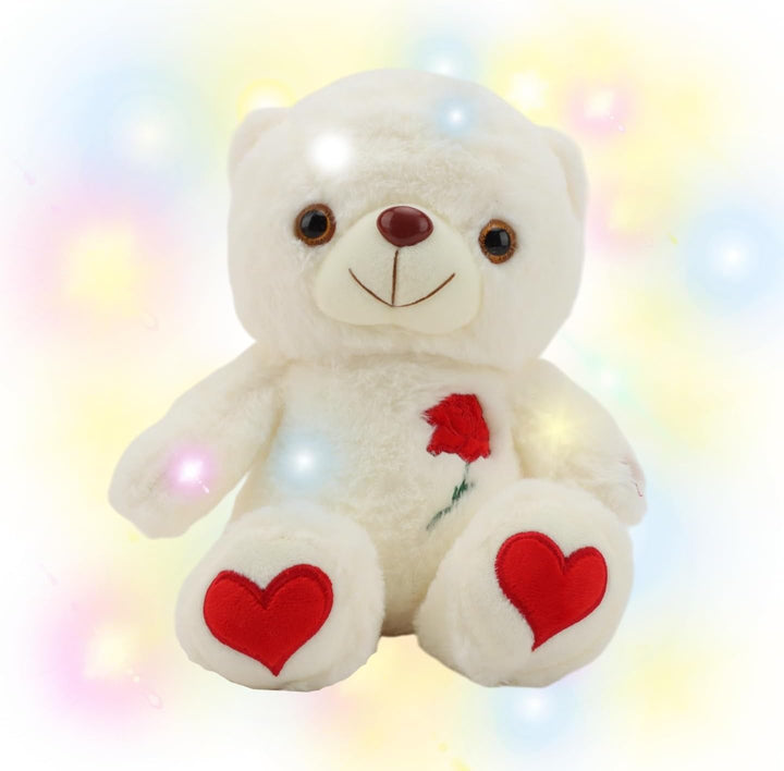 unsnurnoch Oso de peluche iluminado de 12 pulgadas, rosa blanca bri...